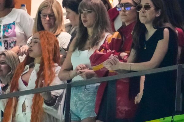 Taylor Swift gets booed by heavily pro-Eagles crowd as she watches the Chiefs at the Super Bowl