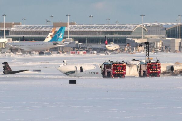 Videos show Delta plane from Minneapolis crash-landing and flipping upside down in Toronto