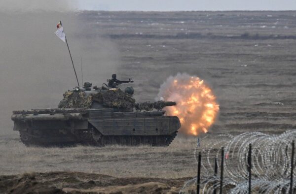 Romanian army tanks fire during the “Exercise Steadfast Dart 2025”  at the Smardan Training Area, in Smardan, south-eastern Romania