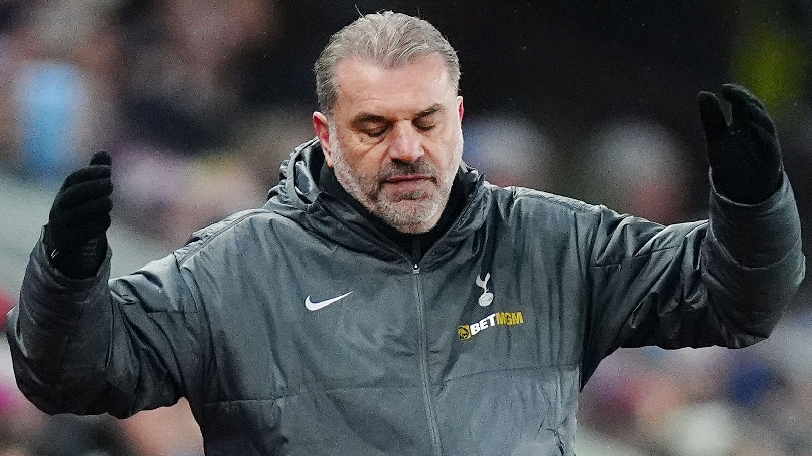 Ange Postecoglou shows his frustration after Spurs concede an opening minute goal at Villa Park