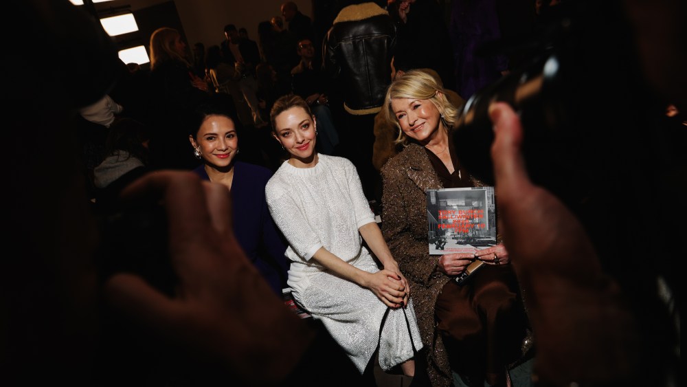 Angelica Lee, Amanda Seyfried and Martha Stewart at the Tory Burch Fall 2025 Ready-to-Wear show