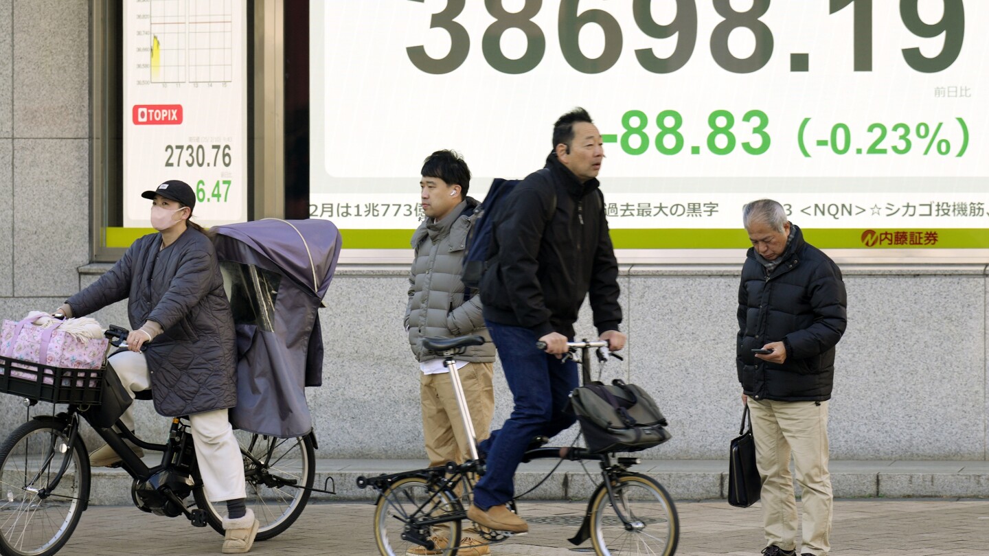 Stock market today: Asian shares trade mixed after Wall Street slumps on Trump tariff worries