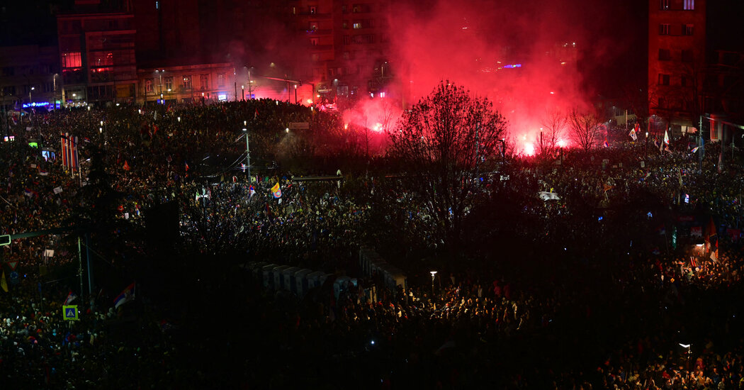 Protest Against Serbian Leader Draws 100,000 in Biggest Crowd Yet