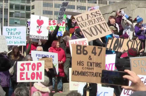 Protests against Trump tariffs held at US-Canada border in Detroit, Windsor