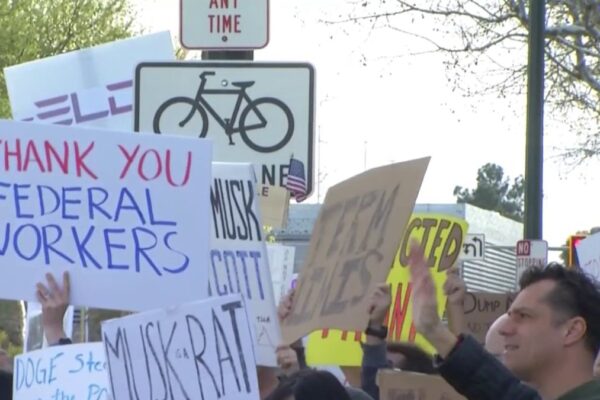 Demonstrators rally against Elon Musk outside San Jose Tesla showroom – NBC Bay Area