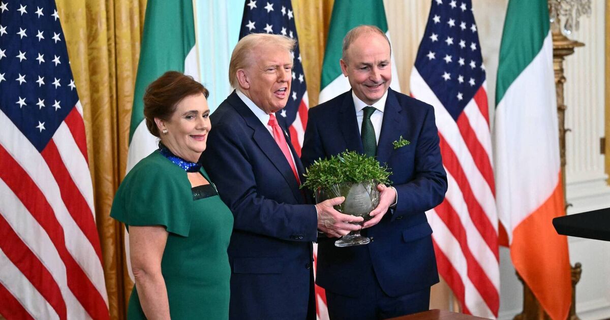 Donald Trump welcomes Taoiseach to White House's East Room for shamrock ceremony