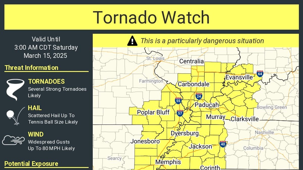 Tornado watch for Evansville, Indiana