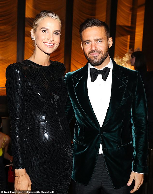 Vogue Williams has become the latest celebrity to tear into Meghan Markle over her new show, With Love, Meghan (pictured with husband  Spencer Matthews in 2021)