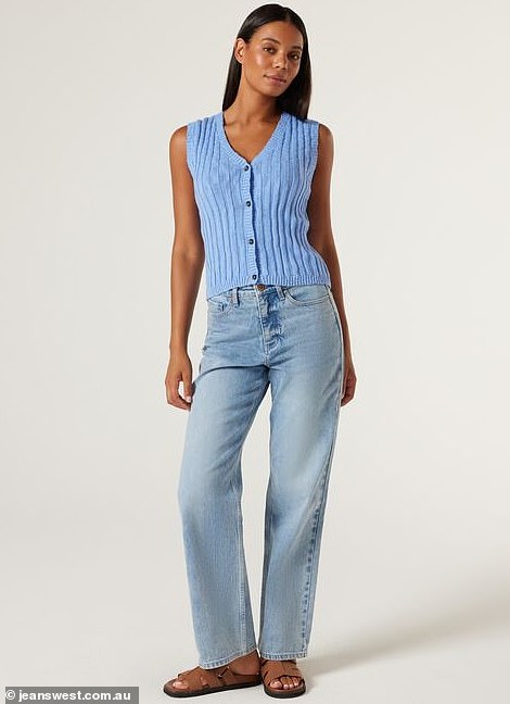 Aussie fashion giant Jeanswest (model pictured) has announced up to 90 stores will close and up to 600 jobs will be axed after its parent company collapsed