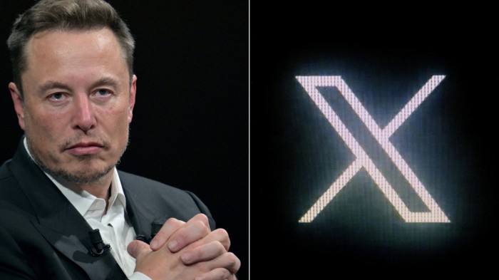 A montage of Elon Musk and the X logo