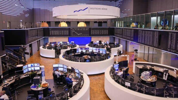 The trading floor at the Frankfurt Stock Exchange