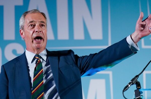 Nigel Farage, Reform UK leader, speaks on stage