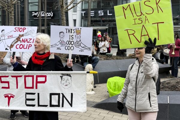 Anti-DOGE protests at Tesla stores target Elon Musk's bottom line