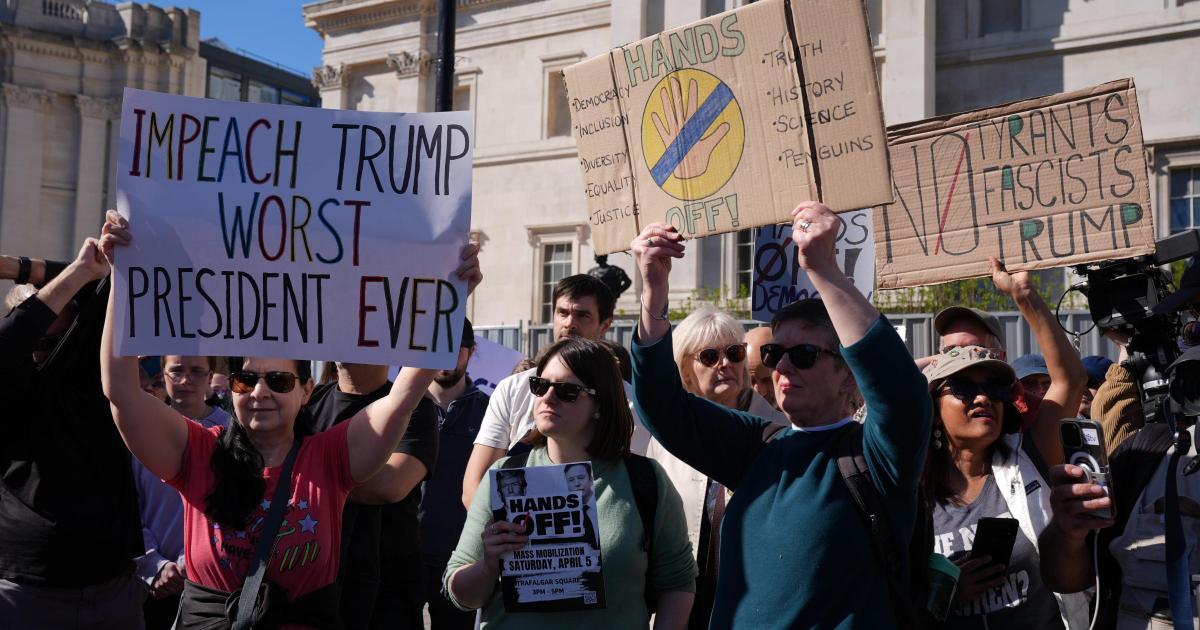 Hundreds gather in central London for protest against Trump administration