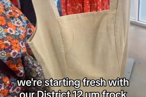 Content creator Zoe showed off a recent shopping trip to Old Navy and said 'we¿re pretty sure they¿ve got some recession predictors out here,' before showing off a 'District 12 frock,' referencing the smallest and poorest of the thirteen districts in the Young Adult novel