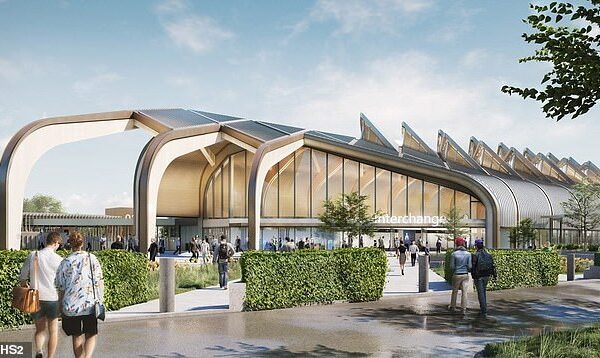 An artist's impression of the new Birmingham Interchange station near Birmingham Airport