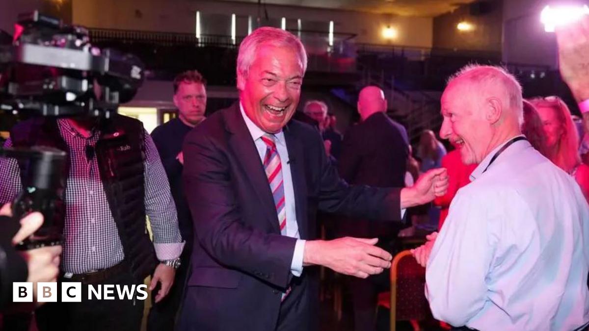 Reform UK leader Nigel Farage meeting supporters