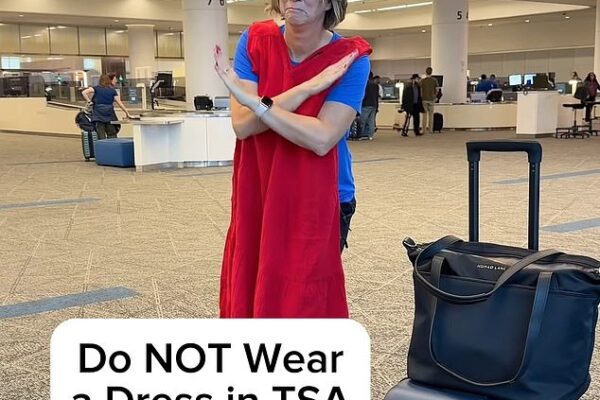 The frequent flyer, from Houston, Texas, known as Travel Tips by Laurie on Instagram, advised women to avoid wearing long or billowing dresses to board a flight