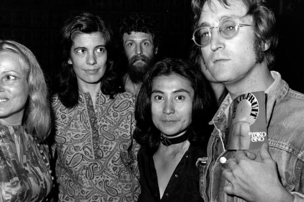 Jeanne Moreau, Susan Sontag, Yoko Ono and John Lennon attend the 1971 Cannes Film Festival.
