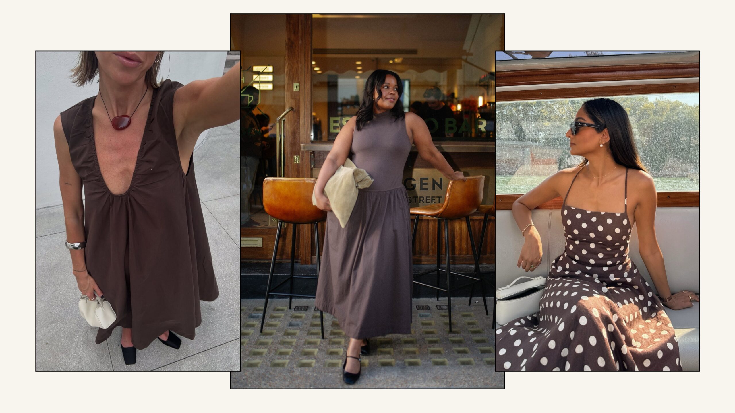 women wear brown summer dresses