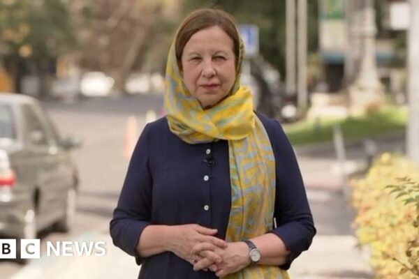 Lyse Doucet on a street in Tehran, Iran