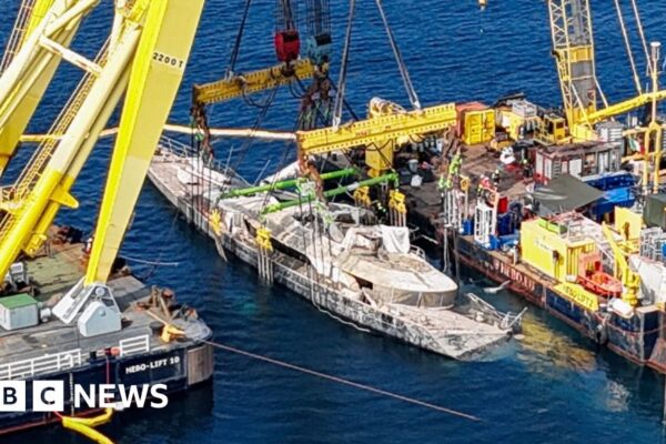 Sunken British superyacht raised from seabed
