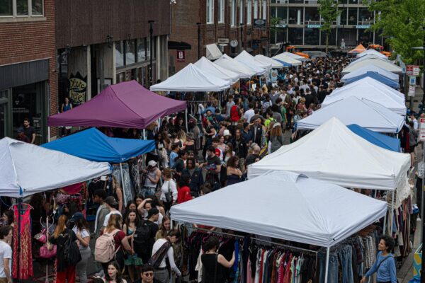 The People’s Party packs Church Street in Cambridge with Fashion, Music, and colossal clothing piles