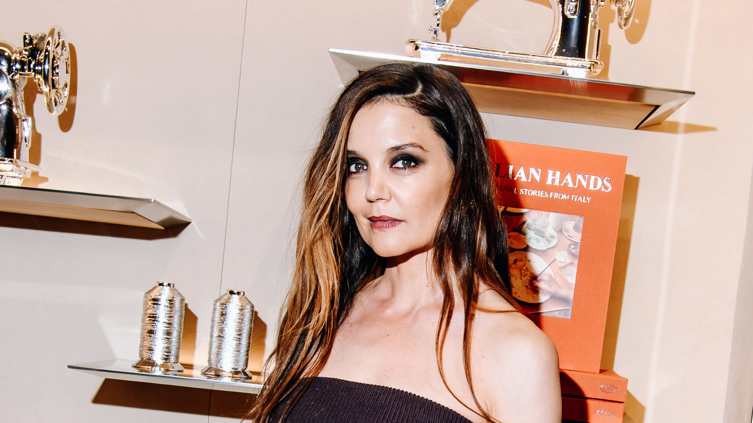 katie holmes wearing a Tod's AW25 outfit