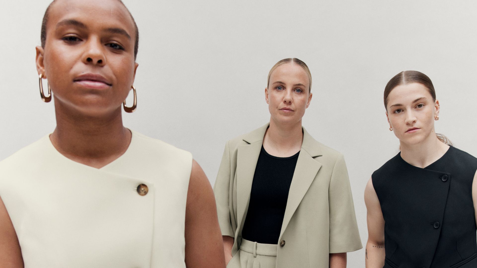 three models wearing m&amp;S tailored pieces