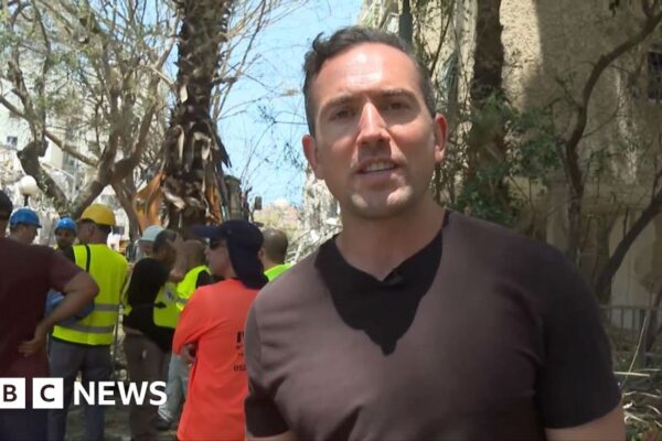 BBC reports from site of Iranian strike in Tel Aviv