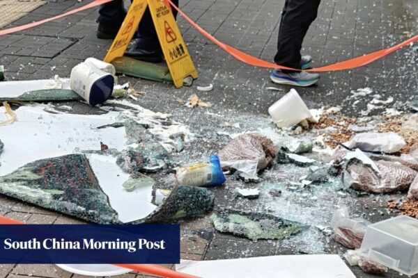 Cafe de Coral manager arrested after window pane falls onto Hong Kong street