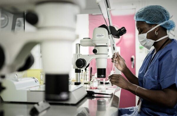 A personnel of the laboratory of reproductive biology CECOS, the medically assisted procreation  unit of Tenon Hospital in Paris