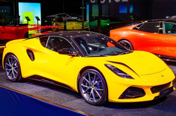 Lotus Emira sports car on display