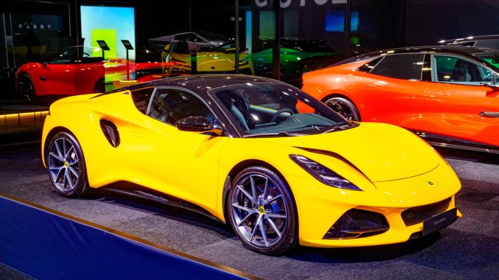 Lotus Emira sports car on display