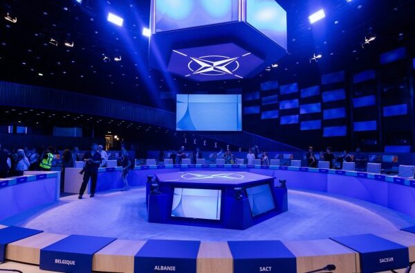 a view of the meeting room in The Hague where Nato heads of state and government held a two-day summit on June 24 and 25