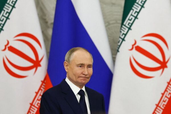 Russian President Vladimir Putin at a signing ceremony with Iranian President Masoud Pezeshkian in Moscow in January 2025. Pic: Reuters