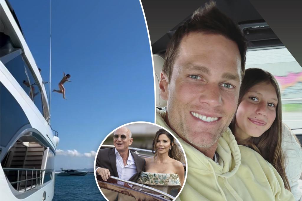 Tom Brady takes daughter Vivian on a yacht after Bezos wedding