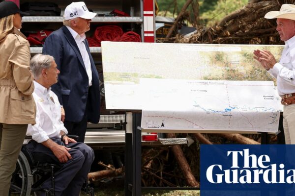 Trump news at a glance: Trump tours Texas disaster zone as administration dodges questions over future of Fema | Trump administration