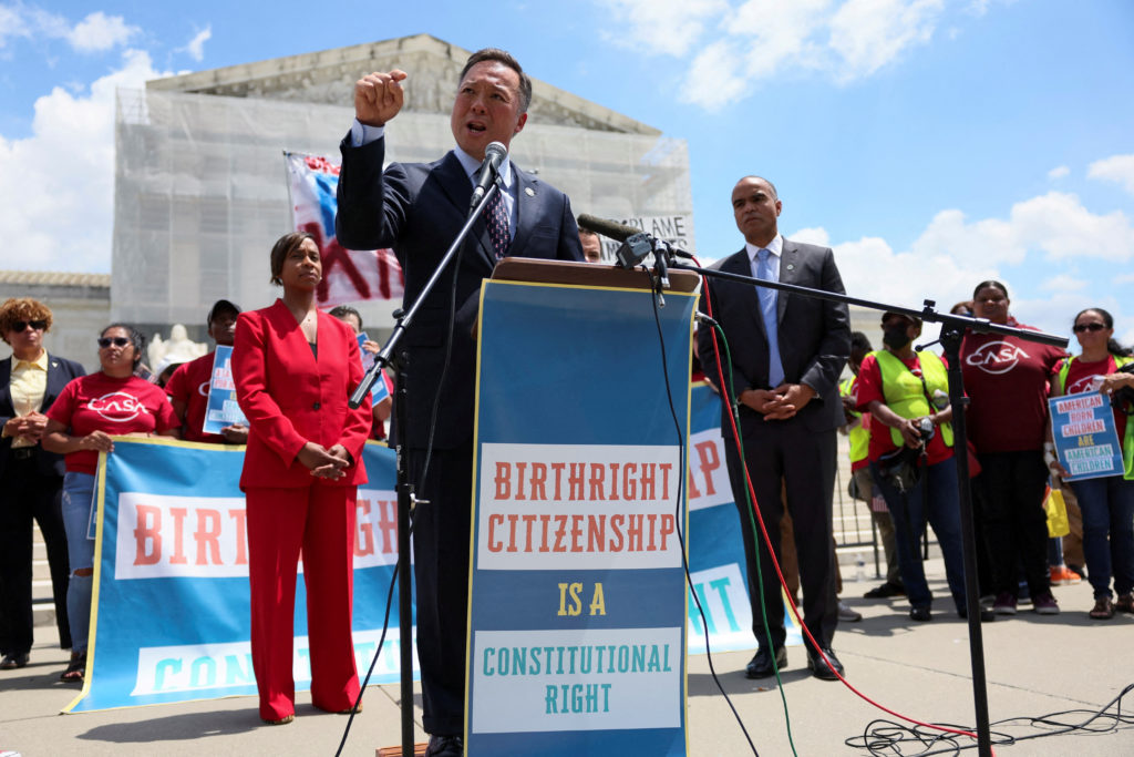 FILE PHOTO: U.S. Supreme Court hears U.S. President Trump's bid to enforce birthright citizenship order, in Washington