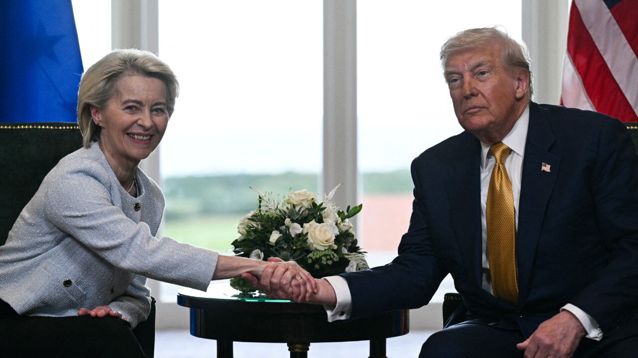 Ursula von der Leyen and Donald Trump