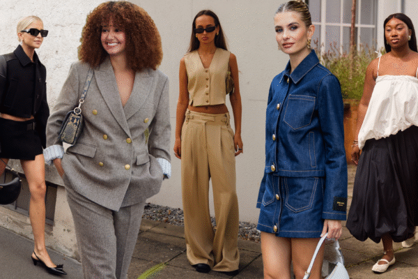 collage of women wearing chic outfits