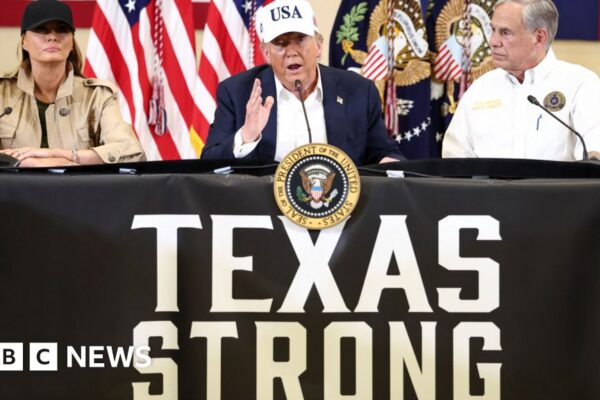 Trump surveys damage in Texas as search efforts continue for 160 missing