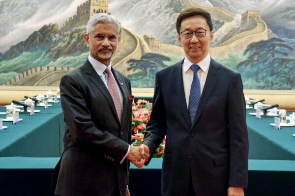 External Affairs Minister S Jaishankar meets China Vice President Han Zheng, in Beijing on Monday.
