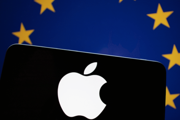 Apple phone with European Union flag