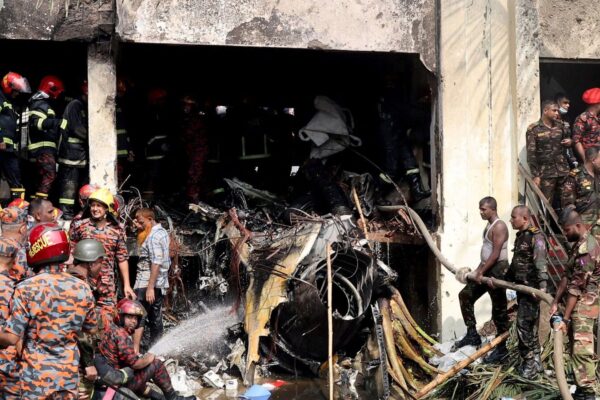 Bangladesh jet crash: How China’s F-7 fighters — born from Soviet MiG-21, are facing scrutiny? Firefighters and army members work next to the wreckage of an air force training aircraft after it crashed into Milestone College campus, in Dhaka, Bangladesh, July 21, 2025. REUTERS/Stringer TPX IMAGES OF THE DAY