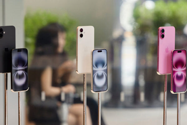 Three iPhone 16 handsets on show