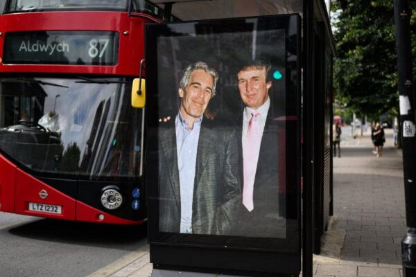 Trump and Epstein Image Appears by U.S. Embassy in London