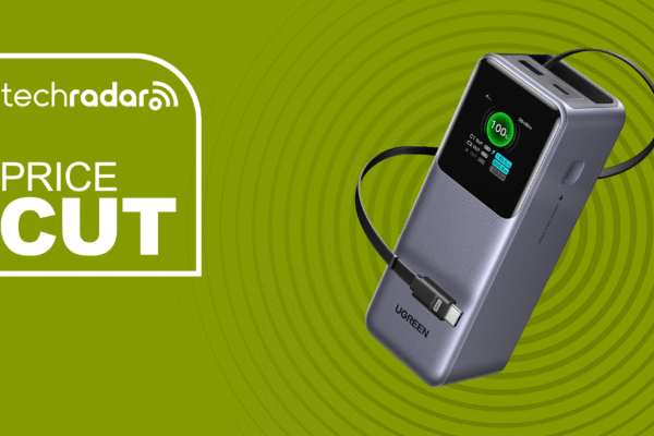 Ugreen Nexode portable battery next to a label reading "price cut"