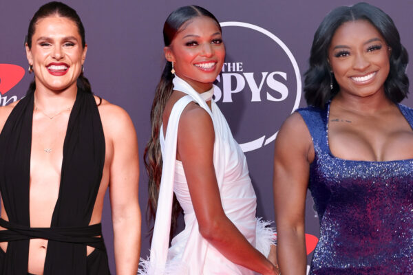 a group of three women at the 2025 espy awards wearing various dresses