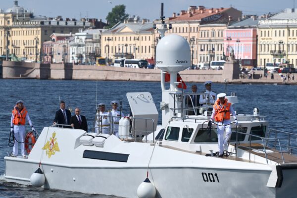 Ukrainian drones target St Petersburg as Putin attends scaled-down Navy Day
